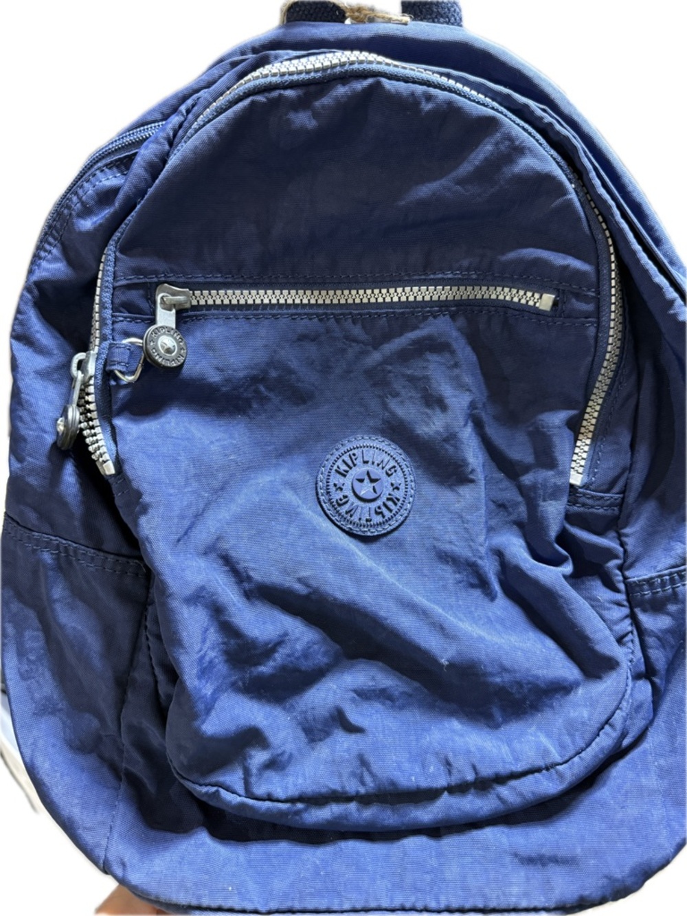 Kipling Navy Blue Nylon Backpack - with front zip pocket